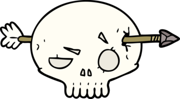 cartoon skull shot through by arrow png