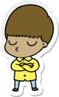 sticker of a cartoon calm boy png