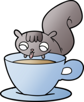 cartoon squirrel drinking tea png