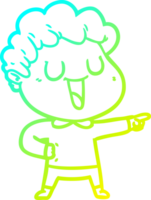 cold gradient line drawing of a laughing cartoon man pointing png