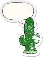 dibujos animados cactus con habla burbuja afligido afligido antiguo pegatina png