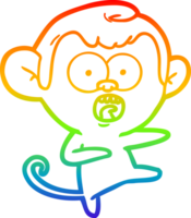 rainbow gradient line drawing of a cartoon shocked monkey png