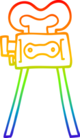 rainbow gradient line drawing of a cartoon film camera png