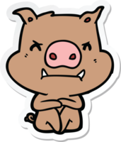 sticker of a angry cartoon pig png