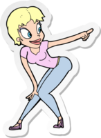 sticker of a cartoon pretty woman pointing png