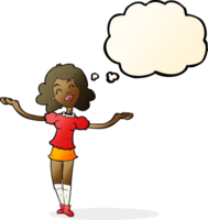 cartoon woman taking praise with thought bubble png