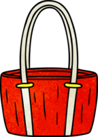 mano dibujado texturizado dibujos animados garabatear de un rojo grande bolso png