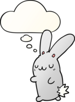 cute cartoon rabbit with thought bubble in smooth gradient style png