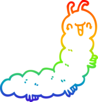 rainbow gradient line drawing of a cartoon caterpillar png