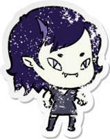 distressed sticker of a cartoon friendly vampire girl png