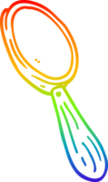 rainbow gradient line drawing of a cartoon magnifying glass png