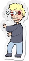 sticker van een cartoon doodsbange jongen png