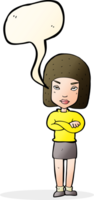 cartoon woman with crossed arms with speech bubble png