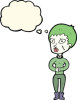 cartoon zombie girl with thought bubble png