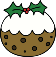 hand drawn quirky cartoon christmas pudding png