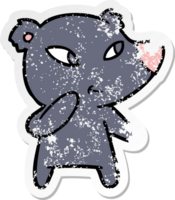 distressed sticker of a cute cartoon bear png