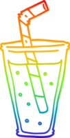 rainbow gradient line drawing of a cartoon fizzy drink png