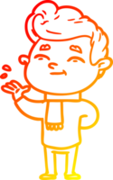 warm gradient line drawing of a happy cartoon man png