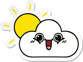 sticker of a cute cartoon sun and cloud png