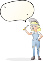 drawn speech bubble cartoon female mechanic png