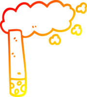 chaud pente ligne dessin de une dessin animé cigarette png