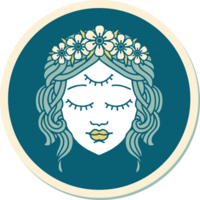 sticker of tattoo in traditional style of female face with third eye png