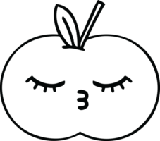 line drawing cartoon of a juicy apple png