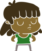 mulher indiferente dos desenhos animados de estilo de cor plana png