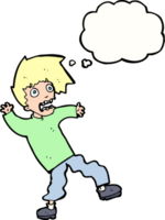 cartoon terrified man with thought bubble png