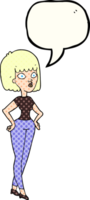 drawn comic book speech bubble cartoon woman with hands on hips png