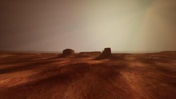 A stunning computer-generated aerial view of a mesmerizing desert landscape video