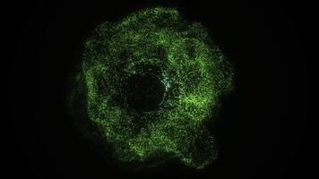 Moving Colorful Led Lights. Animation. Neon colored dots moving in a circle in space photo