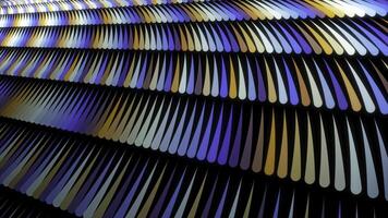 Bright thick stripes flying. Abstraction of multicolored lines rapidly moving in rows on the black background. Animation. Colorful geometric abstract motion background. photo