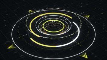 Future and innovation concept. Animation. Abstract animation of circular graph with digits on the dark background photo