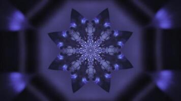 Kaleidoscope background of changing frozen crystals, seamless loop. Media. Blue splashes of moving and glowing snowflake ethnic ornaments, hypnotic motion, dynamic symmetrical abstract design. photo