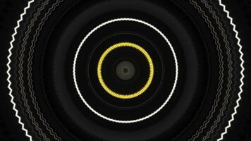 Colorful kaleidoscopic geometric ornament of flashing circles, seamless loop. Animation. Bright rings moving with the effect of light wave, motion graphics. photo