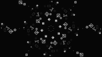 Monochrome animation of popular social network app icons rotating in spiral on the black background. Animation. Technology, social media and internet backdrop. photo