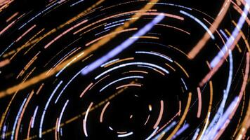 3d animación de retortijón digital espiral de neón rayas. animación. vívido animación con vistoso a rayas espiral con 3d efecto en negro antecedentes foto