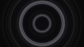 Abstract corridor with shining, blinking rings, seamless loop. Media. Glowing circles creating a funnel on black background, seamless loop. photo