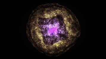 Abstract animation of colorful animated kaleidoscopic background with shining light particles on the black background. Animation. Colourful particles space visual loop photo