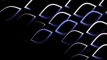 Moving luminous lines with reflection in dark space. Design. Beautiful luminous lines create pattern with reflection. Lines with reflection in form of droplets move in dark space photo