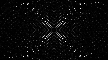 3d space effect with pattern of dots. Animation. Hypnotic effect of immersion in animation with pattern of dots. Movement in flow of pattern of dots on black background photo