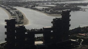 Dubai - UAE, June 11, 2023. The Royal Atlantis Resort, aerial view. Action. Residence At The Palm on a sunny day. photo