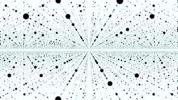 Flying inside abstract space with rows of flying dots. Animation. Endless quantity of levitating spheres. photo