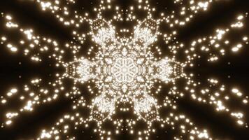 Kaleidoscope of glowing flying stars. Design. Pulsating ornament pattern with spreading particles. photo