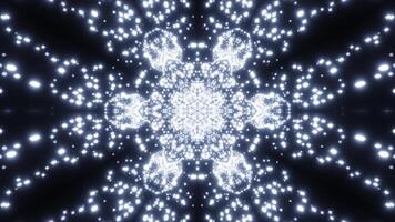 Kaleidoscope of glowing flying stars. Design. Pulsating ornament pattern with spreading particles. photo