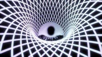 Abstract vortex of bended and crossed lines. Design. Optical illusion of a sphere inside vortex. photo