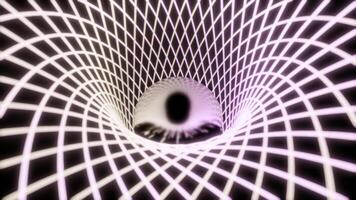 Abstract vortex of bended and crossed lines. Design. Optical illusion of a sphere inside vortex. photo