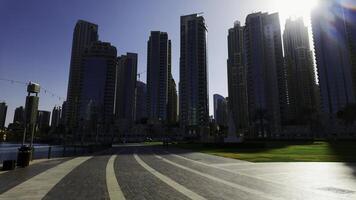 Empty street of the city on a sunny day. Action. Stone jungles, beautiful architecture. photo