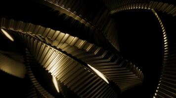 resumen hilado bronce metal espiral, hipnótico efecto. diseño. interminable rotación de metal cintas foto